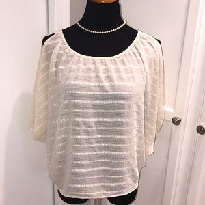 Forever 21 Beautiful cream sheer cold shoulder top